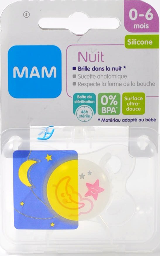 Sucette MAM silicone - visible de nuit - 0-6 mois MAM 6449540 :  securemail.fr